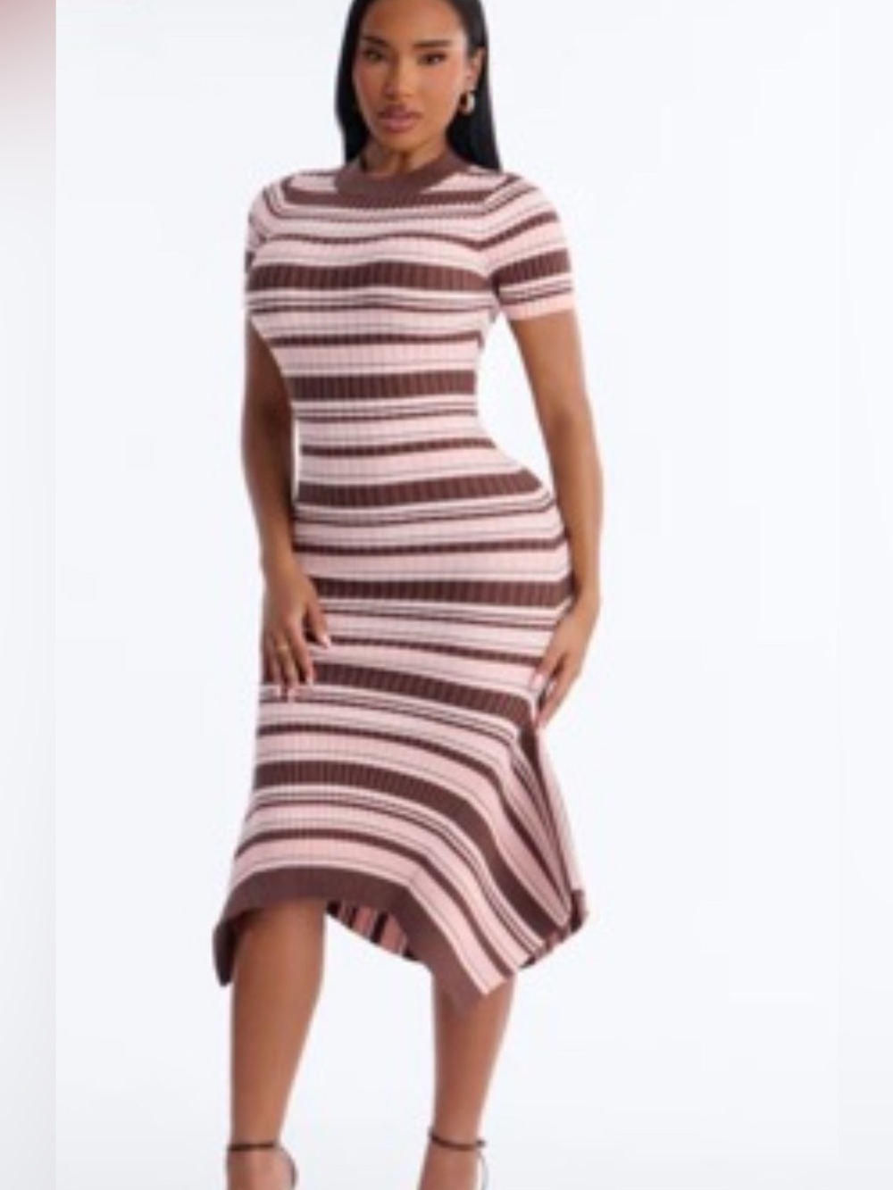 Fashion Nova Midi Dress in Pink and Brown